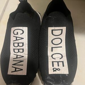 Dolce & Gabbana Black and White Slip-On Shoes
